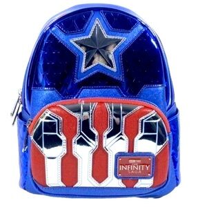 Marvel Metallic Captain America Cosplay Mini Backpack NWT